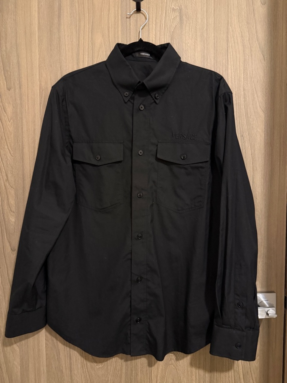 NWOT- Versace Men’s Black Long-Sleeve Button-Down Shirt